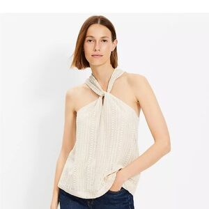 LOFT Cream Knit Halter Blouse